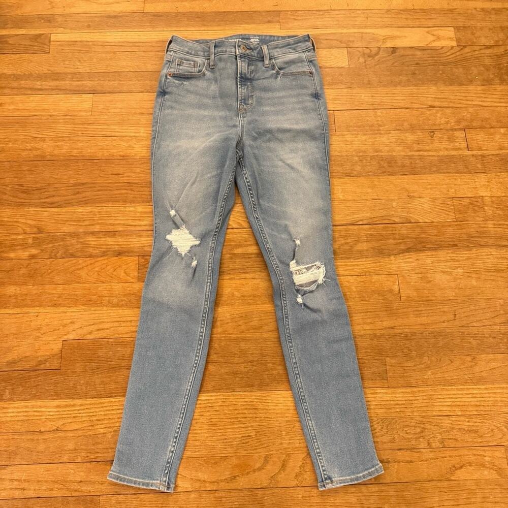 Old Navy Rockstar skinny high-rise distressed light wash jeans pants size 6 b45